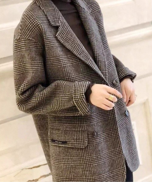 ジャケット テーラードジャケット グレンチェックダブルブレスト