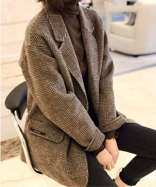 ジャケット テーラードジャケット グレンチェックダブルブレスト