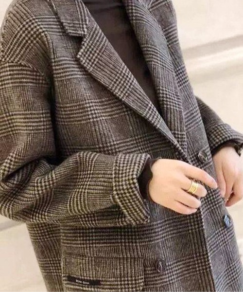 ジャケット テーラードジャケット グレンチェックダブルブレスト