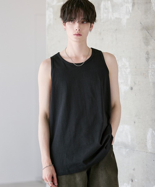 ASTRONOMY タンクトップ ピグメント加工綿100％タンクトップ メンズ