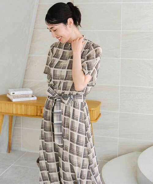 Tiaclasse ワンピース チェック柄フレア袖シアーワンピース : ZOZOTOWN