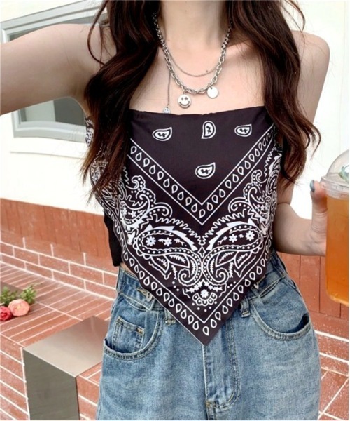 COMON＋（コモンプラス） キャミソール ペイズリーバンダナ柄