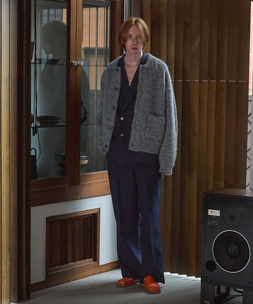 LURAKU カーディガン 「LURAKU」Shaggy Knit Polo Cardigan / シャギー