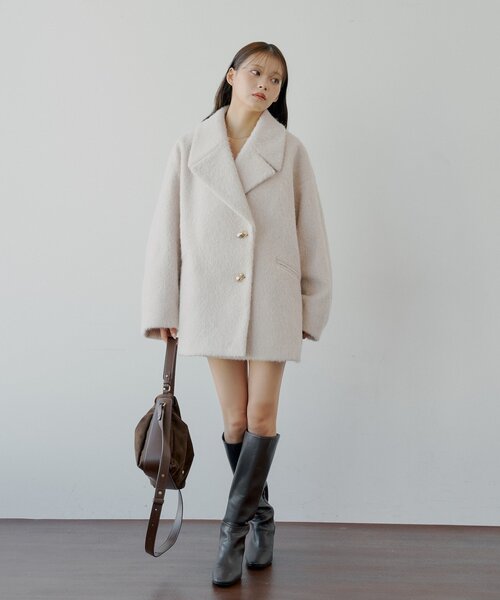 Chico（チコ） コート アウター 金釦シャギールーズコート レディース