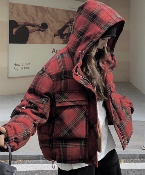 ViViDAY ダウンコート ダウンジャケット チェック柄ダウンジャケット