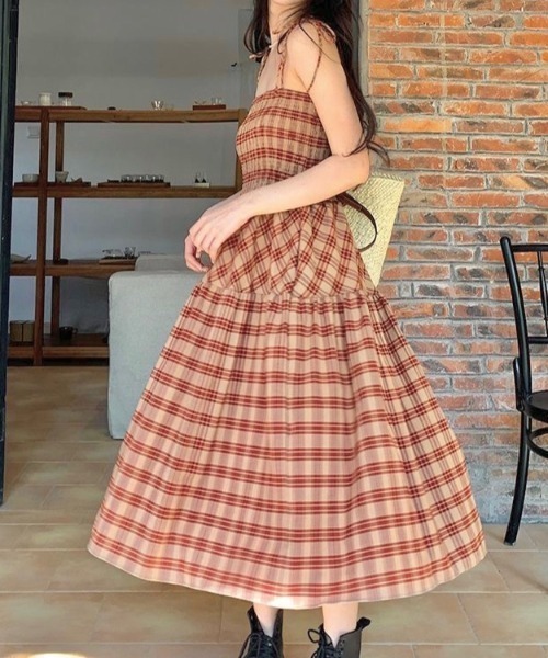 LADY LIKE（レディライク） ワンピース チェック柄シャーリングキャミ