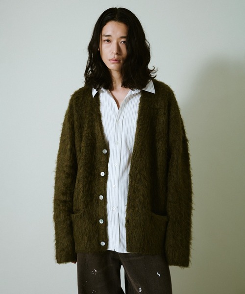 Camphor wood カーディガン mohair touch super shaggy cardigan