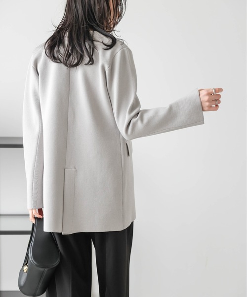 Lajour ジャケット ノーカラージャケット 日本製 ノーカラー ニット