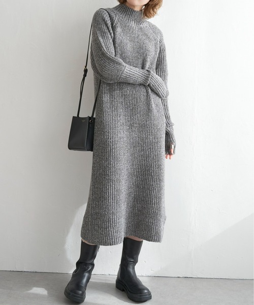 notch. ワンピース ロングスリーブハイネックニットワンピース