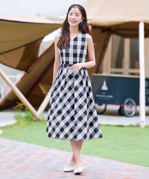 Tiaclasse ワンピース 大柄ギンガムチェックワンピース : ZOZOTOWN