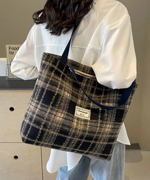 Mignonjour トートバッグ FReePLACe/A4サイズ可能 チェック柄トート