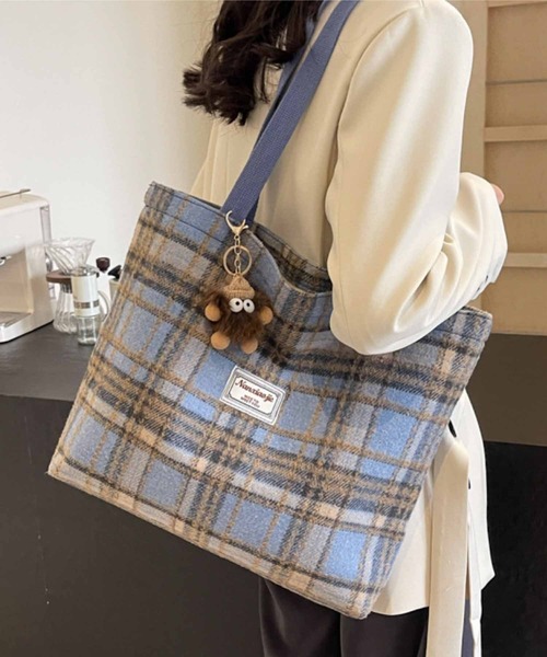 Mignonjour トートバッグ FReePLACe/A4サイズ可能 チェック柄トート