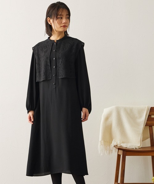 Neina セットアップ 「喪服・礼服」洗える防しわレースベスト風
