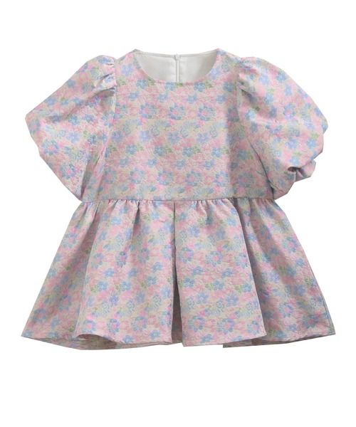 Fit more（フィットモア） ミックスカラー花柄ジャガードトップス