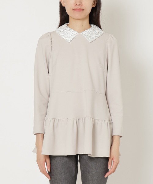 Rose Tiara（ローズティアラ） ブラウス シャツ 襟付きフリル切替