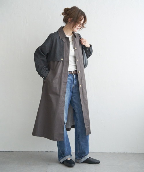 LBC（エルビーシー） ステンカラーコート コート デニム切り替えステン