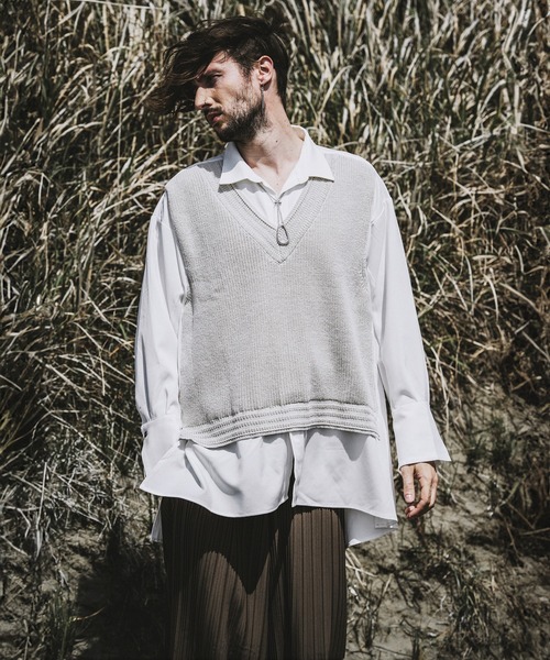 NO ID.（ノーアイディー） シャツ 「NO ID.」Docking Knit Shirt