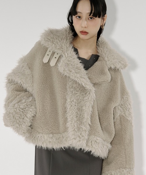 Ezick ブルゾン アウター docking faux fur coat ボアドッキング