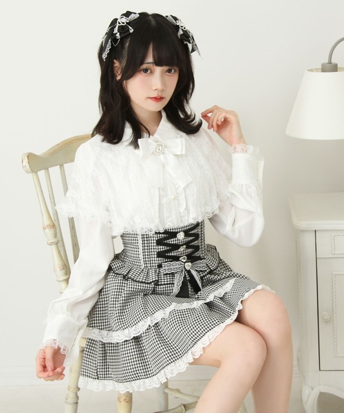 DearMyLove ブラウス シャツ 2wayレースケープリボンブラウス