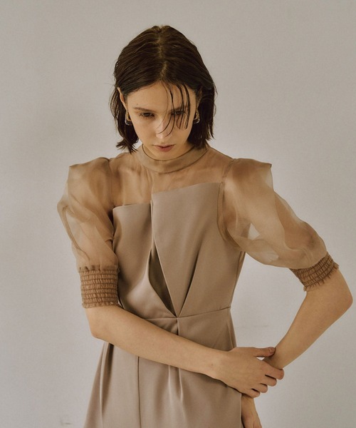 LE'RURE パンツドレス Irregular cutter combination 「低身長向け