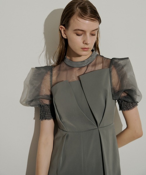 LE'RURE パンツドレス Irregular cutter combination 「低身長向け