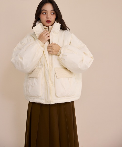 OLUN ダウンコート ダウンジャケット padding rib blouson/中綿リブ