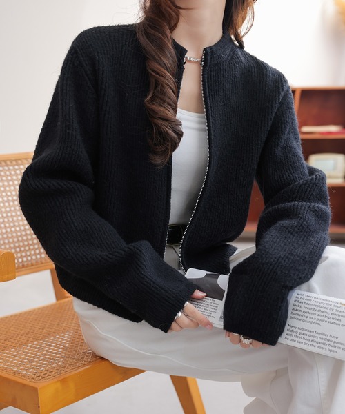 カーディガン 風合いを、楽しむ。クルーネックダブルジップ