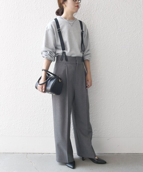 SHIPS any パンツ any:「洗濯機可能」マニッシュ サスペンダー ワイド