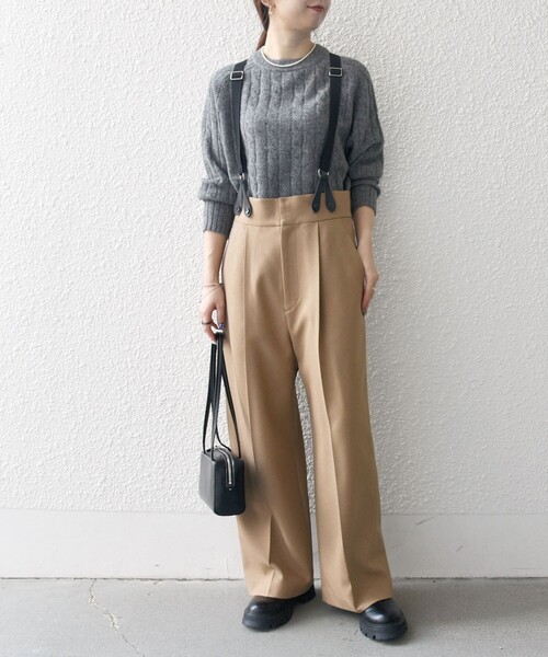 SHIPS any パンツ any:「洗濯機可能」マニッシュ サスペンダー ワイド