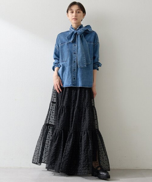 Whim Gazette（ウィム ガゼット） ブラウス シャツ デニムボウタイ