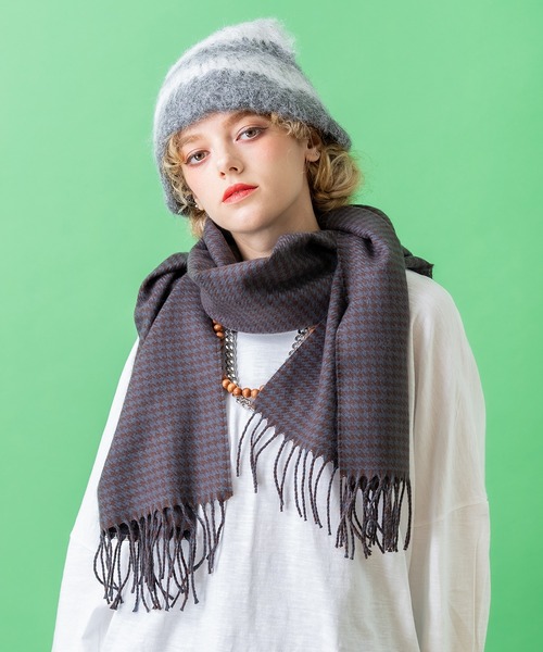 マフラー an meets zakka 千鳥柄大判アクリルマフラー メンズ