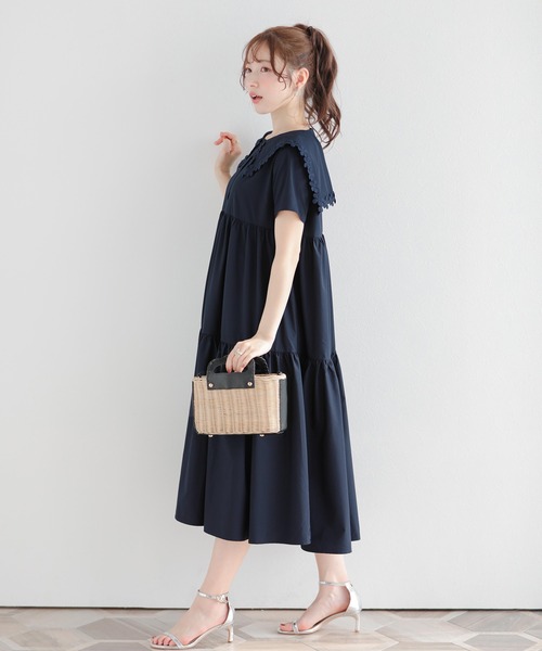 Fit more（フィットモア） ワンピース フラワーレース襟ティアード