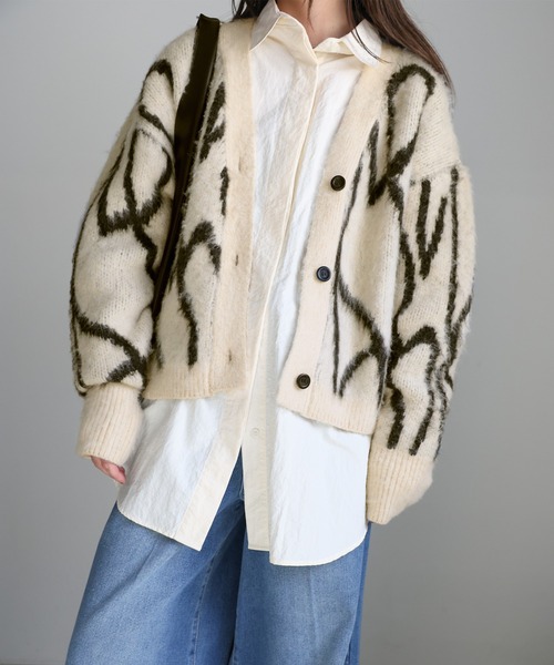 select MOCA（セレクトモカ） カーディガン ニュアンスラインニット