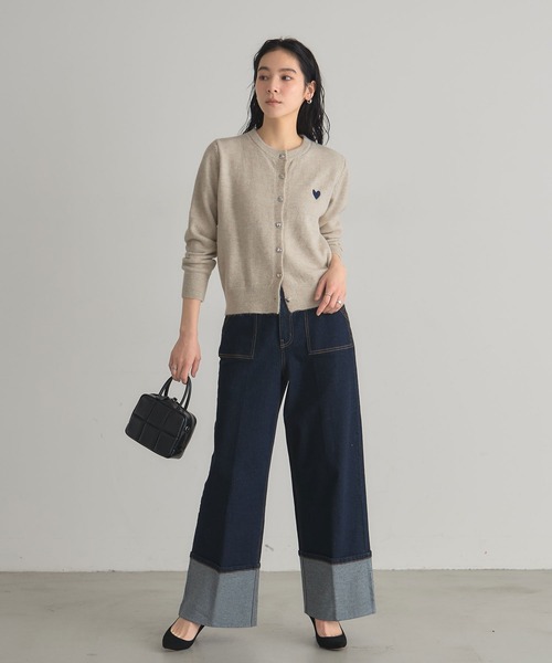 &. NOSTALGIA（ノスタルジア） カーディガン ハート刺繍カーディガン