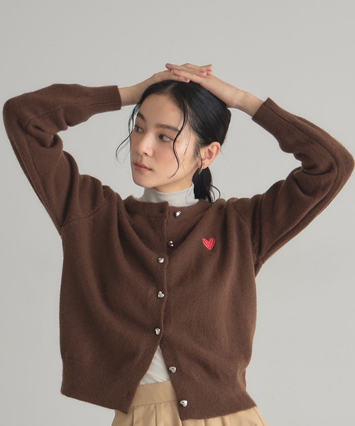&. NOSTALGIA（ノスタルジア） カーディガン ハート刺繍カーディガン