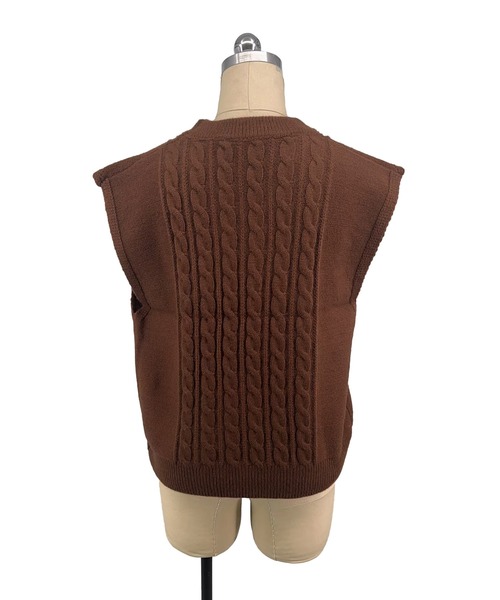 Dewlily ベスト ジレ ケーブル編みニットベスト レディース : ZOZOTOWN