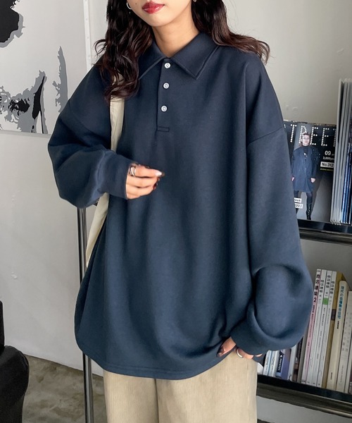 トレーナー スウェット 襟付きポロスウェットトレーナー レディース