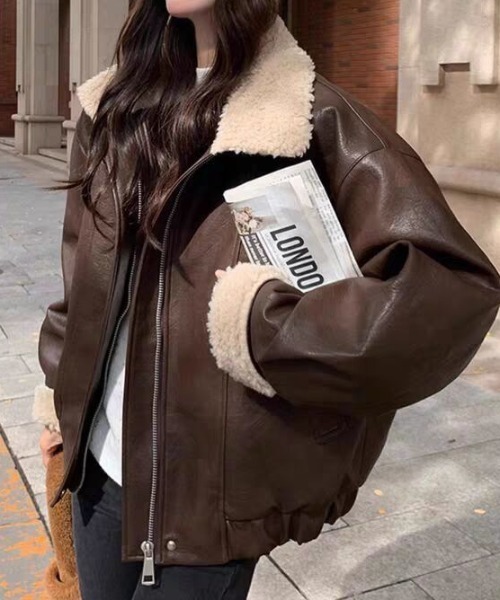 ブルゾン アウター 「1枚でキマる、映えバランス！」フェイクレザー