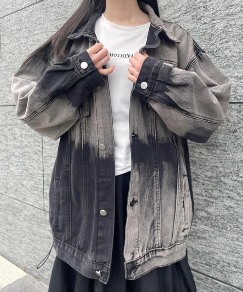 デニムジャケット gジャン オーバーダイカラーデニムジャケット