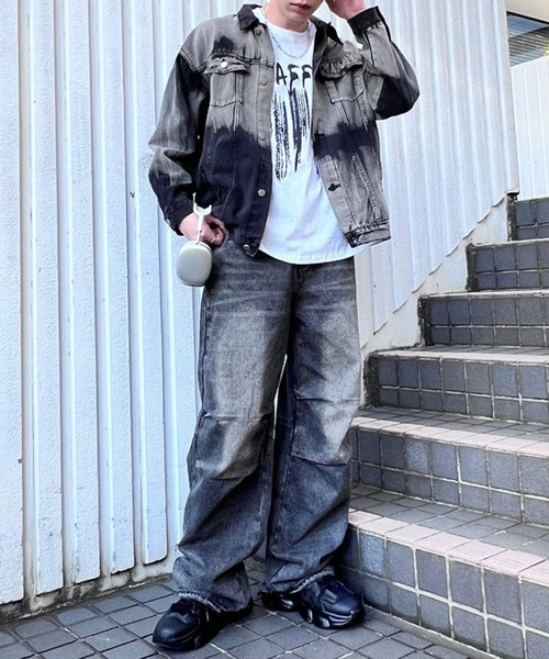 デニムジャケット gジャン オーバーダイカラーデニムジャケット