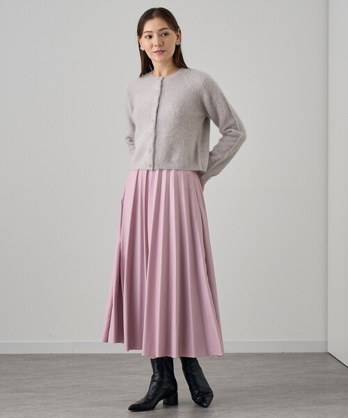 ANAYI（アナイ） スカート レザーライクサテンプリーツ スカート