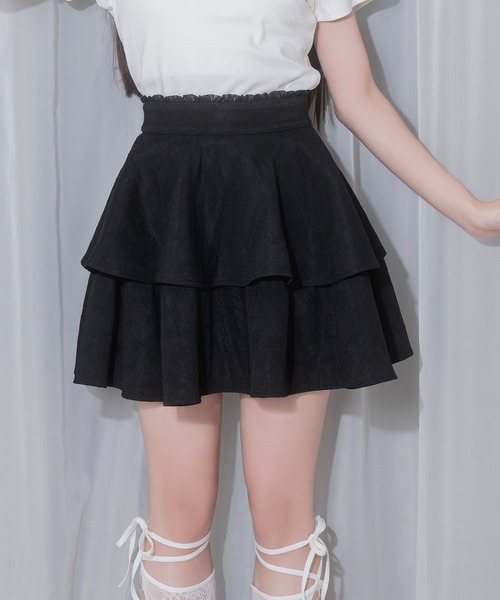 Honey Cinnamon（ハニーシナモン） スカート リボンレース2段フレア