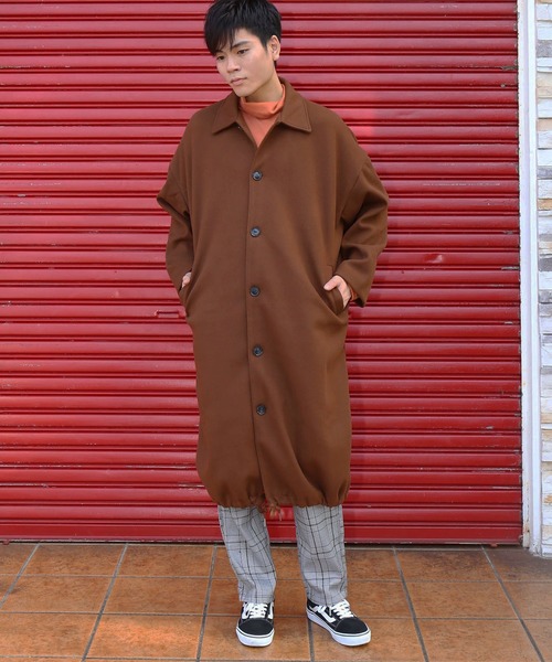 revertical ステンカラーコート コート メルトン素材 裾紐 バルーン裾