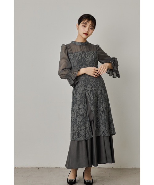 niana（ニアナ） ドレス シャーリングスリーブ花柄レースドレス 結婚式