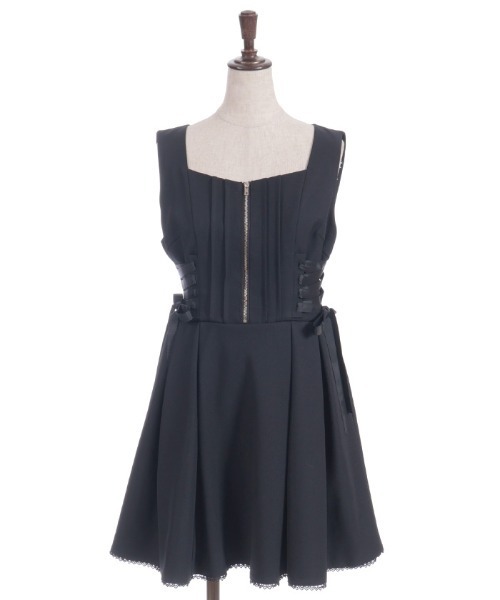 axes femme POETIQUE ジャンパースカート リボン付センタージップ