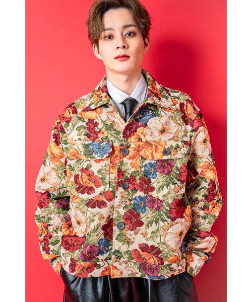 コート ジャケット a.p.o.v. ゴブラン花柄ショート丈ジャケット メンズ