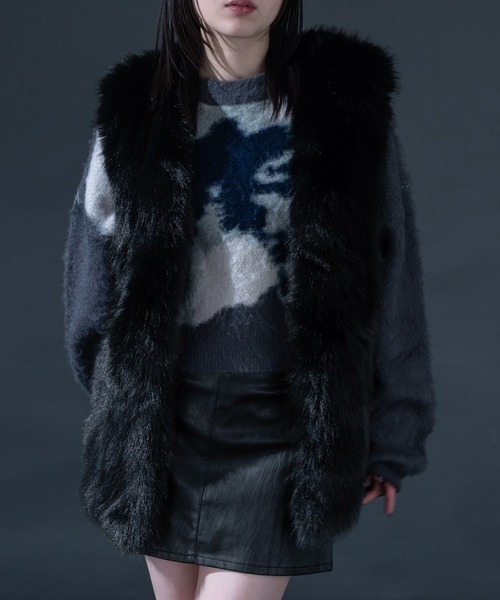 Ellno de Mavie（エルノデメヴィ） ベスト ジレ ラビットライクファー