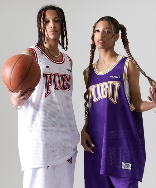 FUBU（フブ） タンクトップ ブランド ロゴ ワッペン 刺繍 ライン