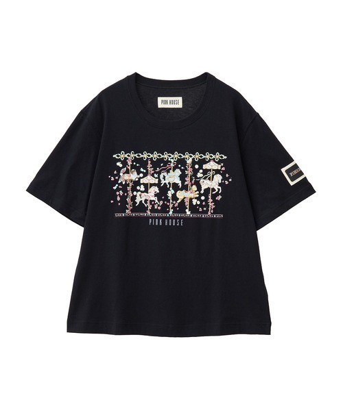 PINK HOUSE（ピンクハウス） tシャツ メリーゴーラウンドプリント