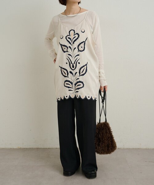 Omekashi（オメカシ） キャミソール サテン刺繍キャミチュニック